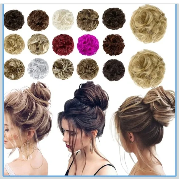 Qunlinta Messy Hair Bun Thick Updo Scrunchies Ponytail Extension blonde - Picture 2 of 8